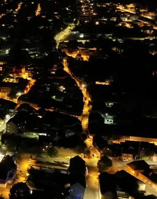 Schwalmtal während der Nacht aus der Vogelperspektive